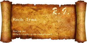 Rech Irma névjegykártya